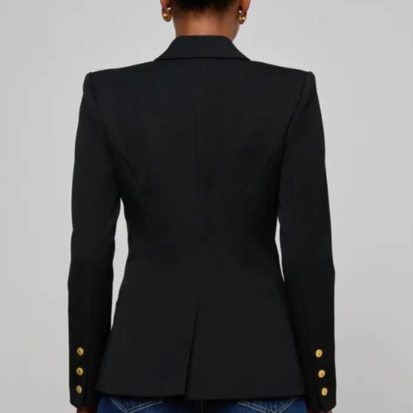 Jones New York Black Double Breasted Blazer Gold Button Size 4 Structured Jacket - Picture 4 of 5